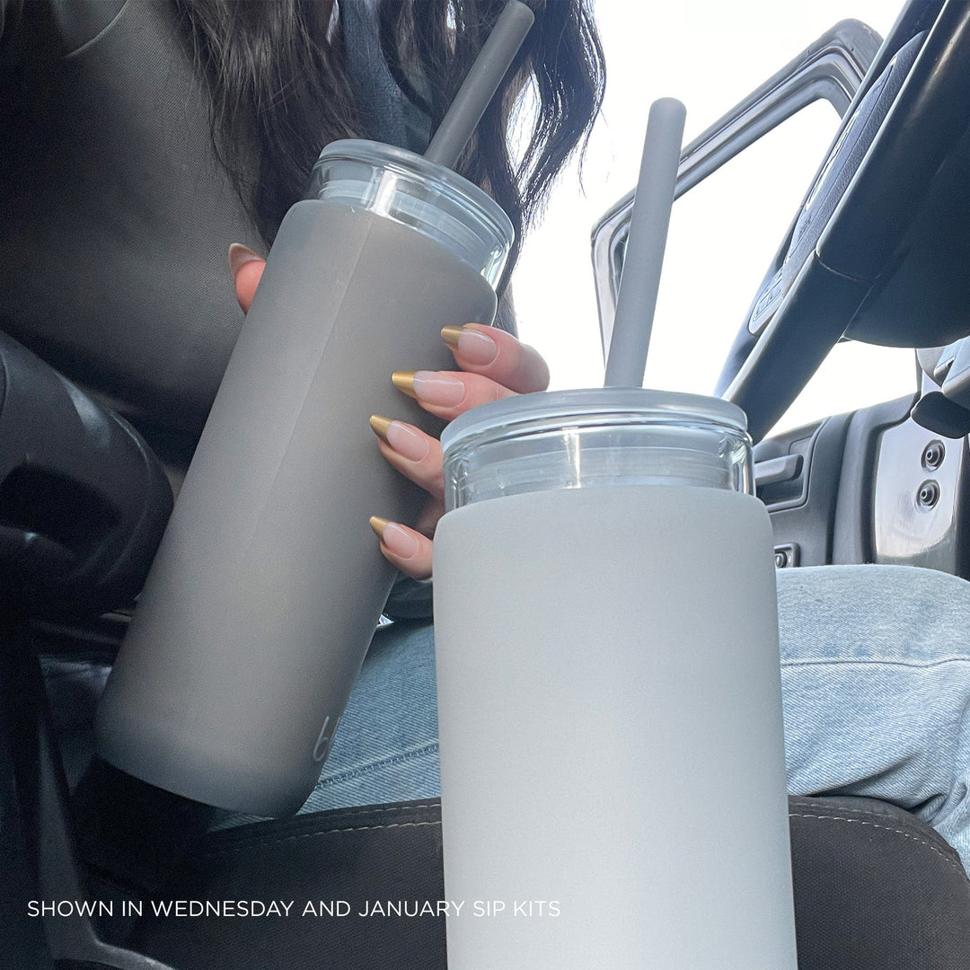 bkr Insulated Glass Tumbler: 12oz WEDNESDAY & THE STORMY COVE CUP SIP KIT 355ML (12oz)