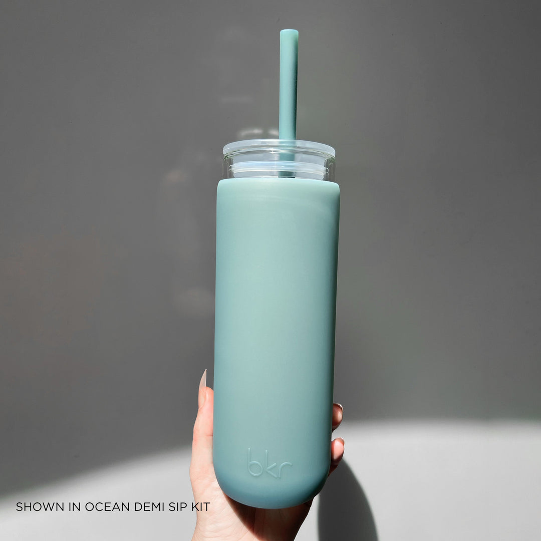 bkr Insulated Glass Tumbler: 16oz OCEAN & THE STORMY COVE CUP SIP KIT 500ML (16oz)