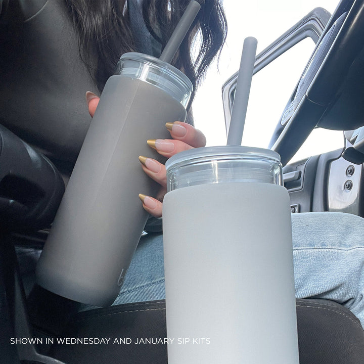 bkr Insulated Glass Tumbler: 16oz WEDNESDAY & THE STORMY COVE CUP SIP KIT 500ML (16oz)