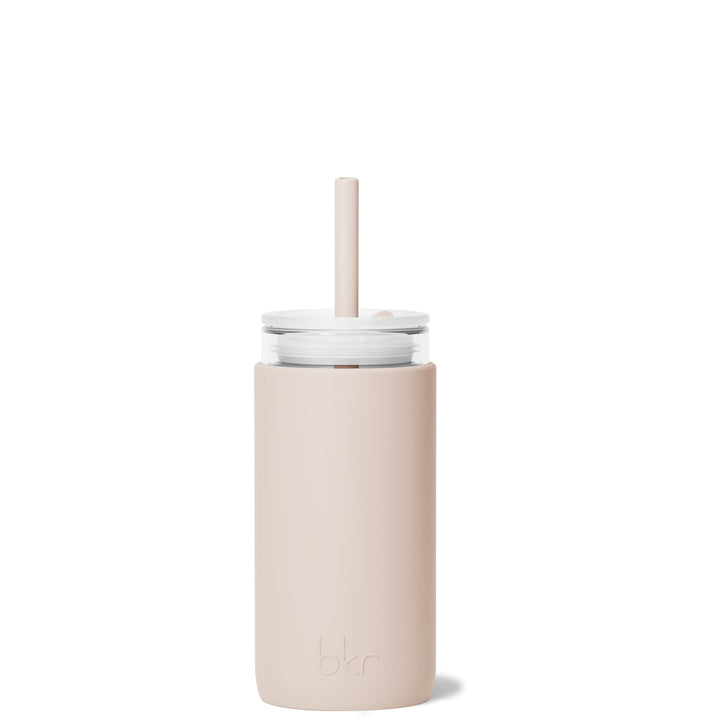 bkr Insulated Sip Kit: Double Wall Glass + Silicone Tumbler + silicone straw:12oz DOE & THE MORNING CAPPUCCINO - LITTLE CUP SIP KIT 355ML (12OZ)