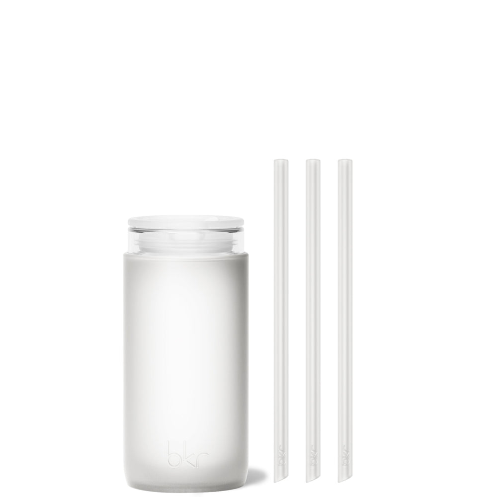 bkr Insulated Sip Kit: Double Wall Glass + Silicone Tumbler + silicone straw:12oz FROST - LITTLE CUP SIP KIT 355ML (12OZ)