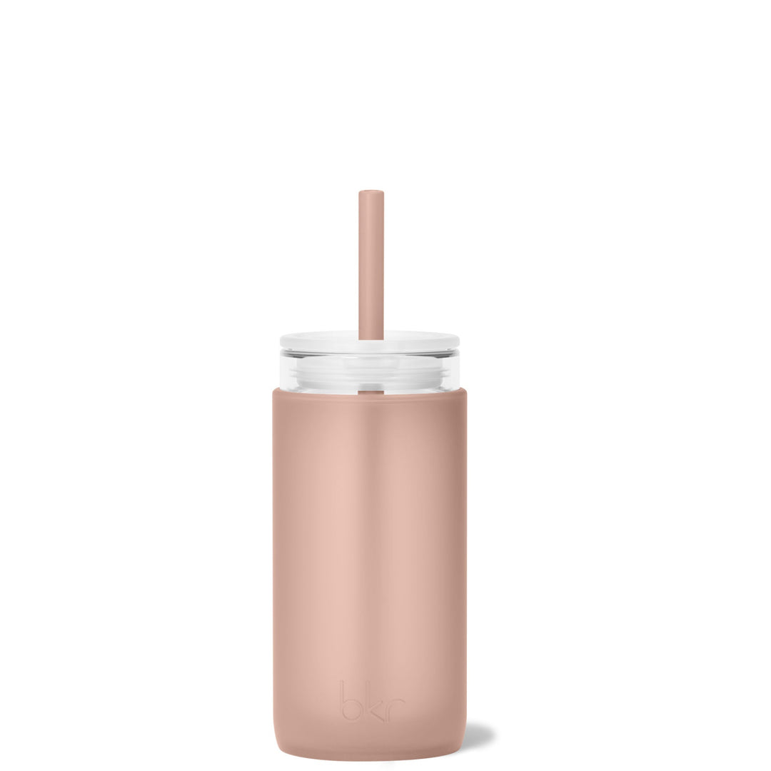 bkr Insulated Sip Kit: Double Wall Glass + Silicone Tumbler + silicone straw:12oz HONEYMOON & THE MORNING CAPPUCCINO - LITTLE CUP SIP KIT 355ML (12OZ)