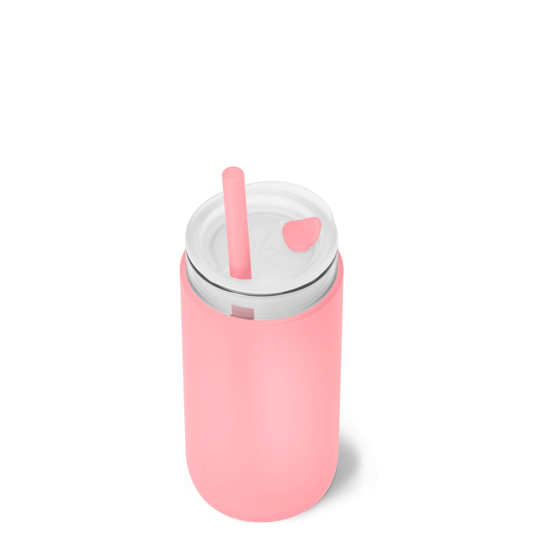 bkr Insulated Sip Kit: Double Wall Glass + Silicone Tumbler + silicone straw:12oz ROSE & THE LEMONADE STAND - LITTLE CUP SIP KIT 355ML (12OZ)