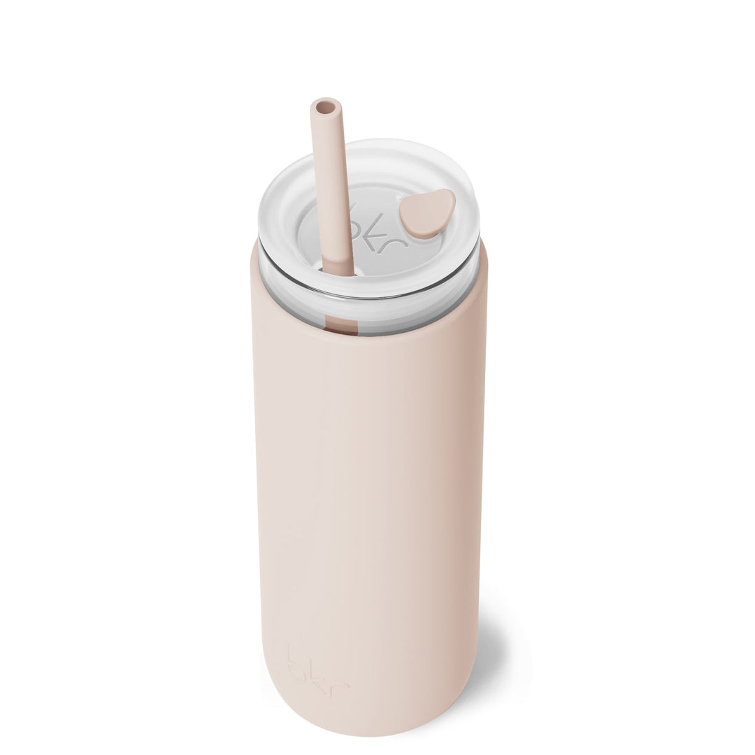 bkr Insulated Sip Kit: Double Wall Glass + Silicone Tumbler + silicone straw:16oz DOE & THE MORNING CAPPUCCINO - DEMI CUP SIP KIT 500ML (16OZ)