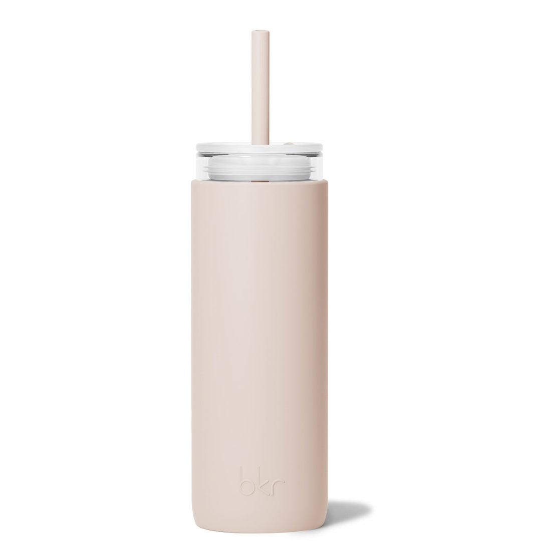 bkr Insulated Sip Kit: Double Wall Glass + Silicone Tumbler + silicone straw:16oz DOE & THE MORNING CAPPUCCINO - DEMI CUP SIP KIT 500ML (16OZ)