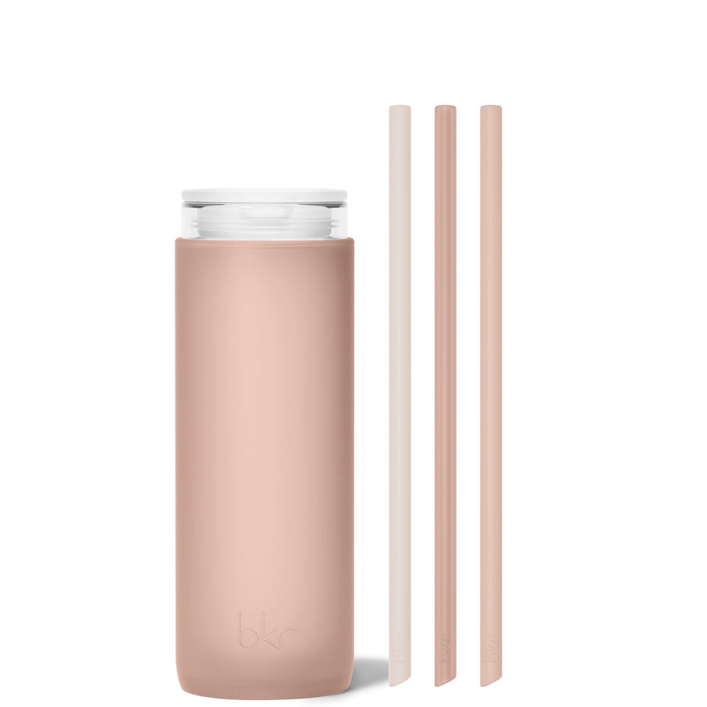 bkr Insulated Sip Kit: Double Wall Glass + Silicone Tumbler + silicone straw:16oz HONEYMOON & THE MORNING CAPPUCCINO - DEMI CUP SIP KIT 500ML (16OZ)