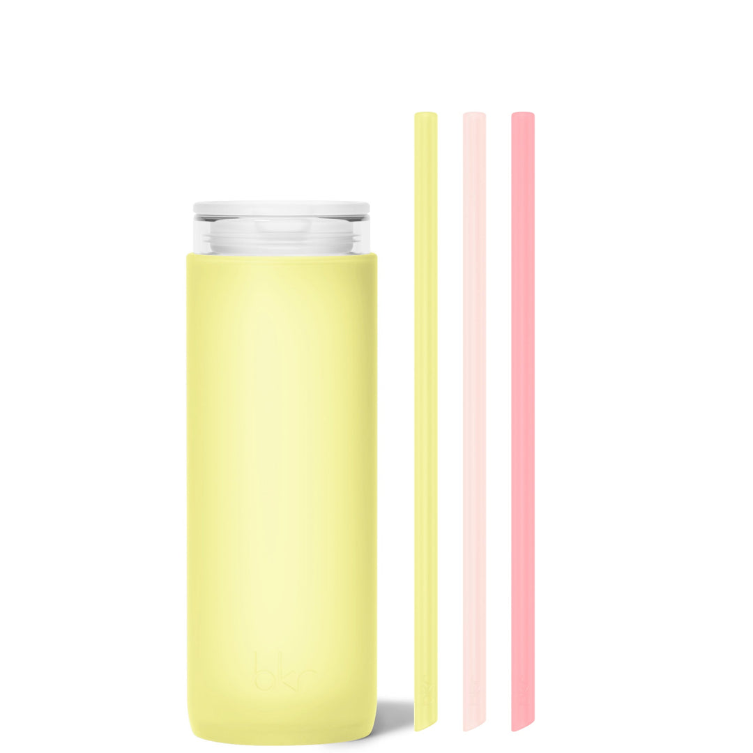 bkr Insulated Sip Kit: Double Wall Glass + Silicone Tumbler + silicone straw:16oz MEYER & THE LEMONADE STAND - DEMI CUP SIP KIT 500ML (16OZ)