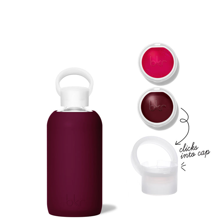 bkr Kiss Kit: Lip Balm + Glass Water Bottle: 32oz VALENTINA - LITTLE BOTTLE DOUBLE BALM KISS KIT 500ML (16 OZ)