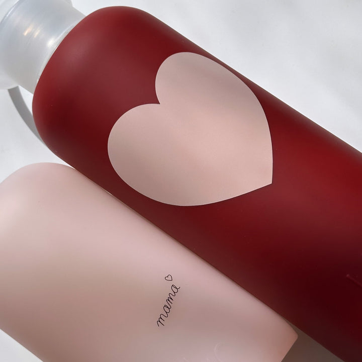 bkr Silicone Sleeve: Glass Water Bottle: 16oz LUCIA HEART LITTLE SLEEVE