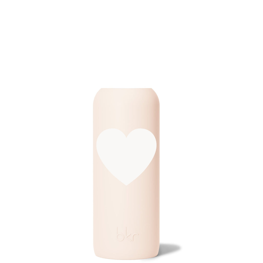 bkr Silicone Sleeve: Glass Water Bottle:22oz JUNE HEART DEMI SLEEVE