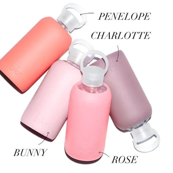 bkr Silicone Sleeve: Glass Water Bottle:22oz ROSE DEMI SLEEVE