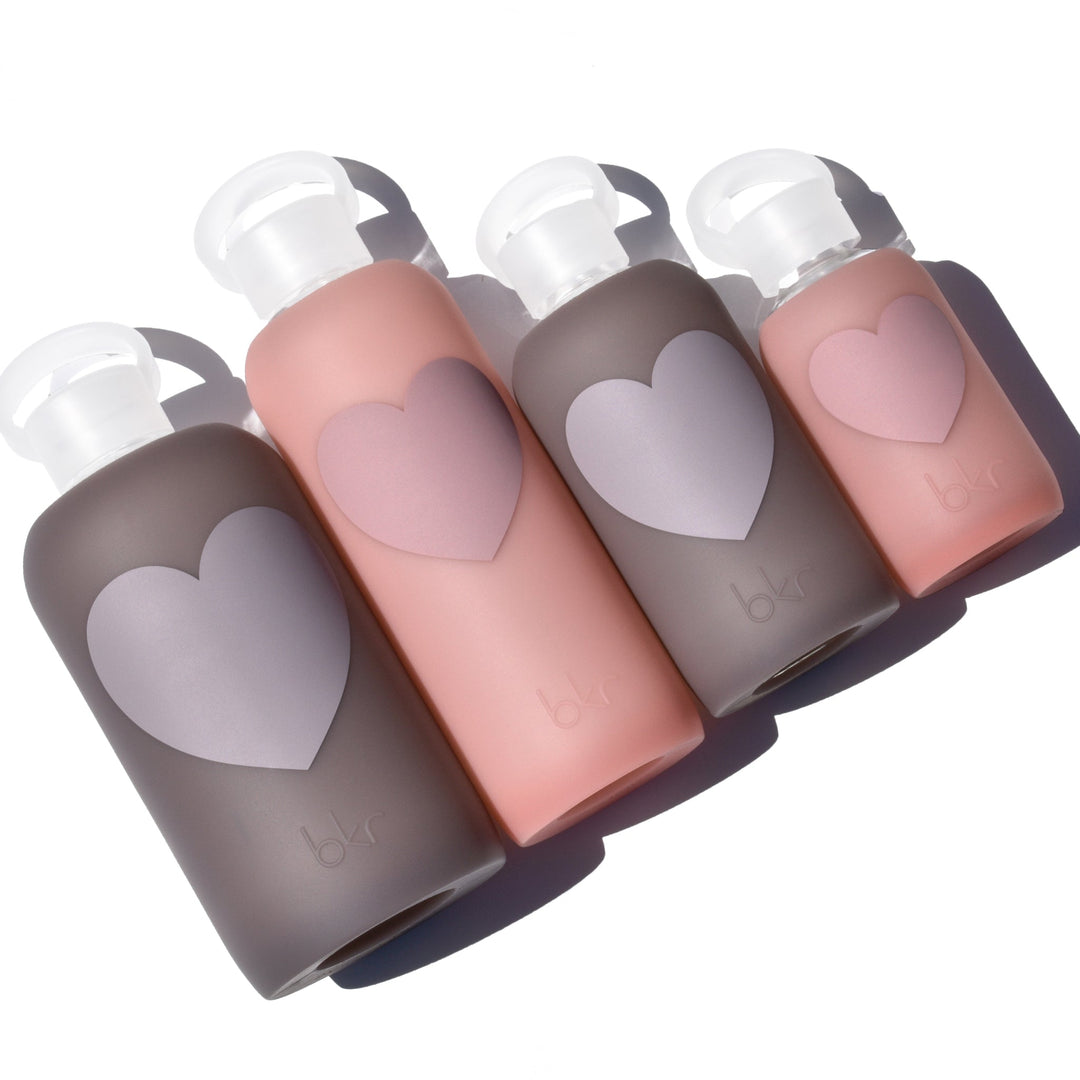 bkr Silicone Sleeve: Glass Water Bottle: 32oz PORTER HEART BIG SLEEVE