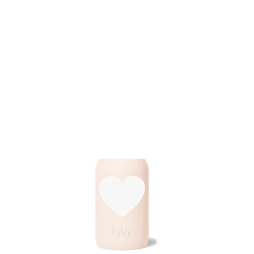 bkr Silicone Sleeve: Glass Water Bottle: 8oz JUNE HEART TEENY SLEEVE