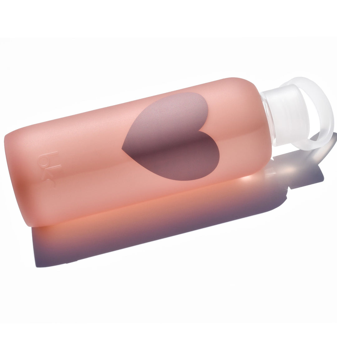 bkr Silicone Sleeve: Glass Water Bottle: 8oz MARGAUX HEART TEENY SLEEVE