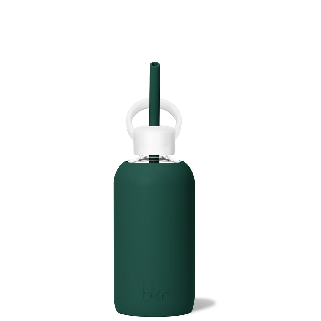 bkr Sip Kit: Silicone Straw + Cap + Glass Water Bottle: 16oz EVERLY & SEA FOREST - LITTLE BOTTLE SIP KIT 500ML (16 OZ)
