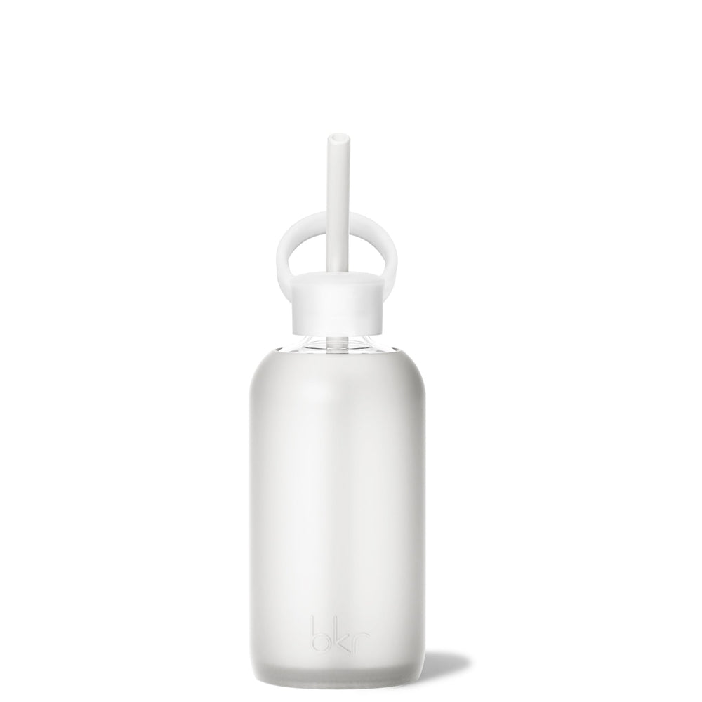 bkr Sip Kit: Silicone Straw + Cap + Glass Water Bottle: 16oz FROST - LITTLE BOTTLE SIP KIT 500ML (16 OZ)