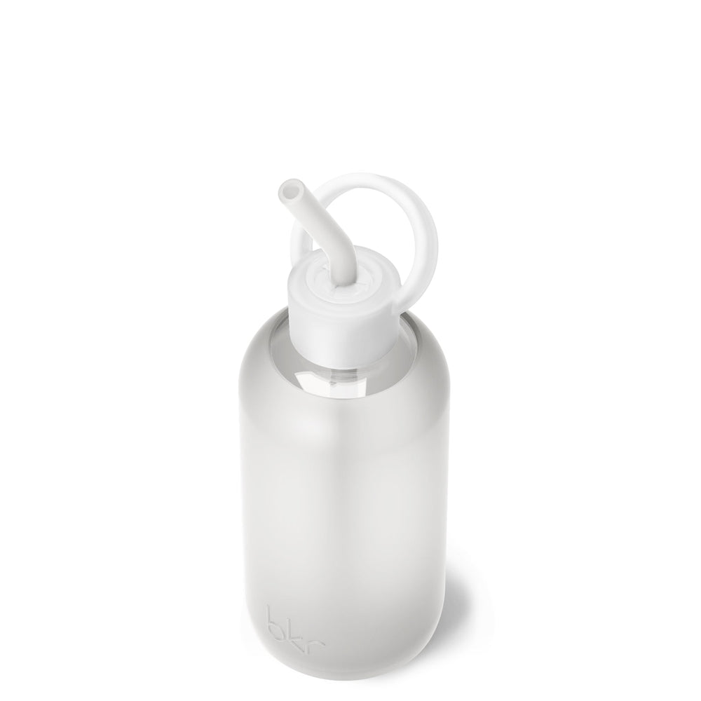 bkr Sip Kit: Silicone Straw + Cap + Glass Water Bottle: 16oz FROST - LITTLE BOTTLE SIP KIT 500ML (16 OZ)