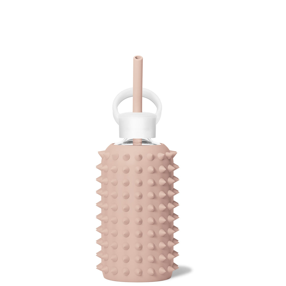 bkr Sip Kit: Silicone Straw + Cap + Glass Water Bottle: 16oz SPIKED TEDDY - LITTLE BOTTLE SIP KIT 500ML (16 OZ)