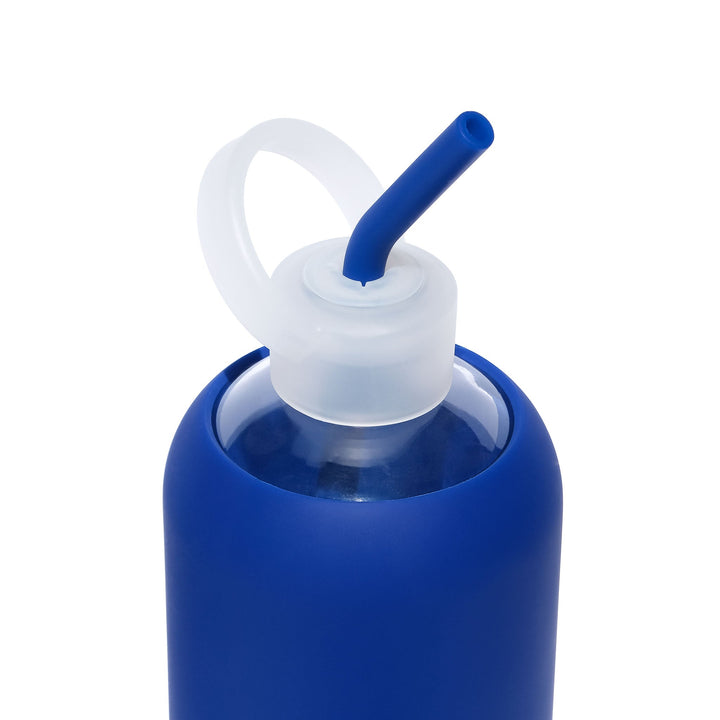 bkr Sip Kit: Silicone Straw + Cap + Glass Water Bottle: 32oz BEAU & THE CUTE BUOY BLUES SIP KIT 1L (32 OZ)