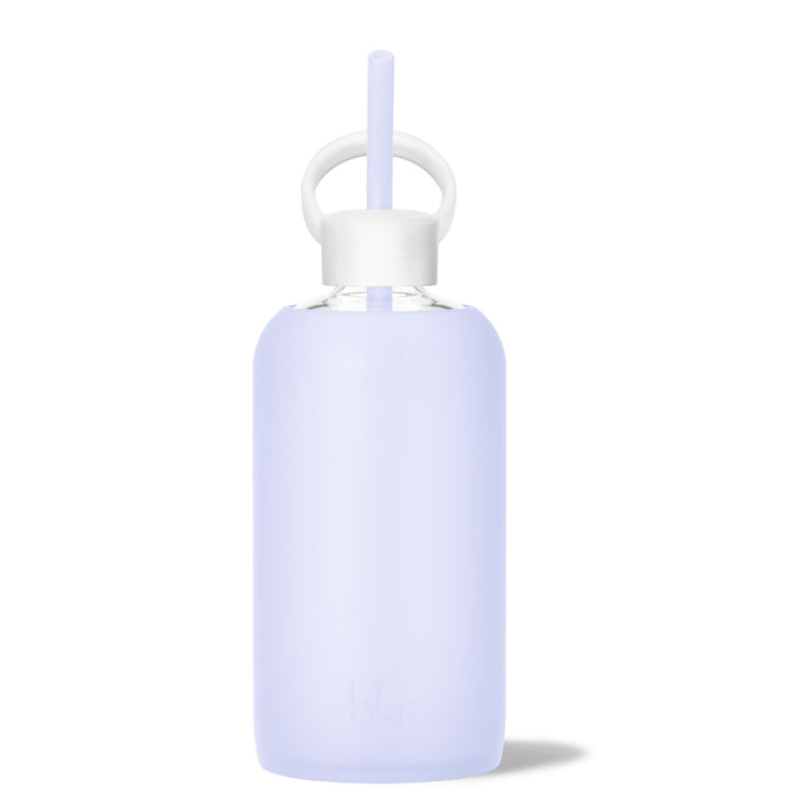 bkr Sip Kit: Silicone Straw + Cap + Glass Water Bottle: 32oz DREAM & THE SOCIALITE VIOLETS - BIG BOTTLE SIP KIT 1L (32 OZ)