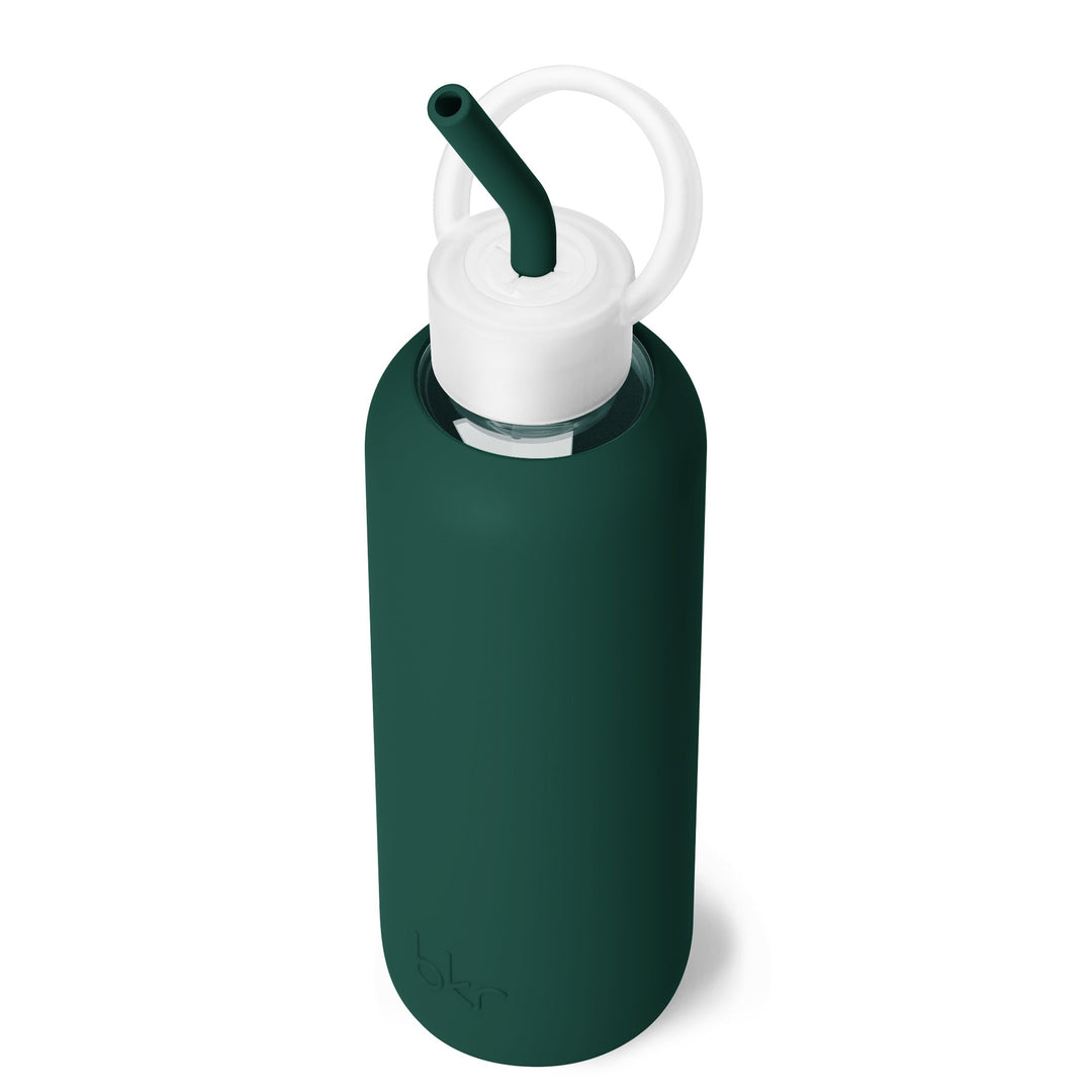 bkr Sip Kit: Silicone Straw + Cap + Glass Water Bottle: 32oz EVERLY & SEA FOREST - DEMI BOTTLE SIP KIT 650mL (22 OZ)