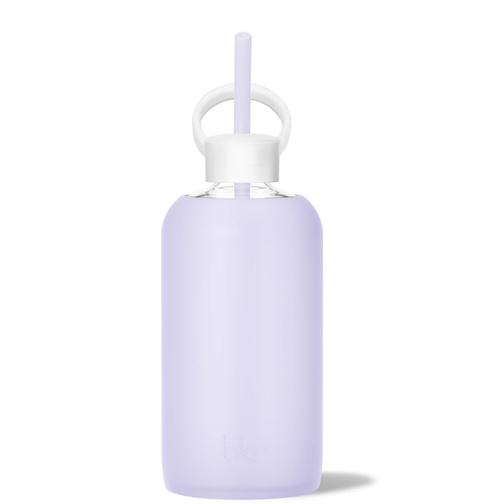 bkr Sip Kit: Silicone Straw + Cap + Glass Water Bottle: 32oz FOOF & COTTON CANDY - BIG BOTTLE SIP KIT 1L (32 OZ)