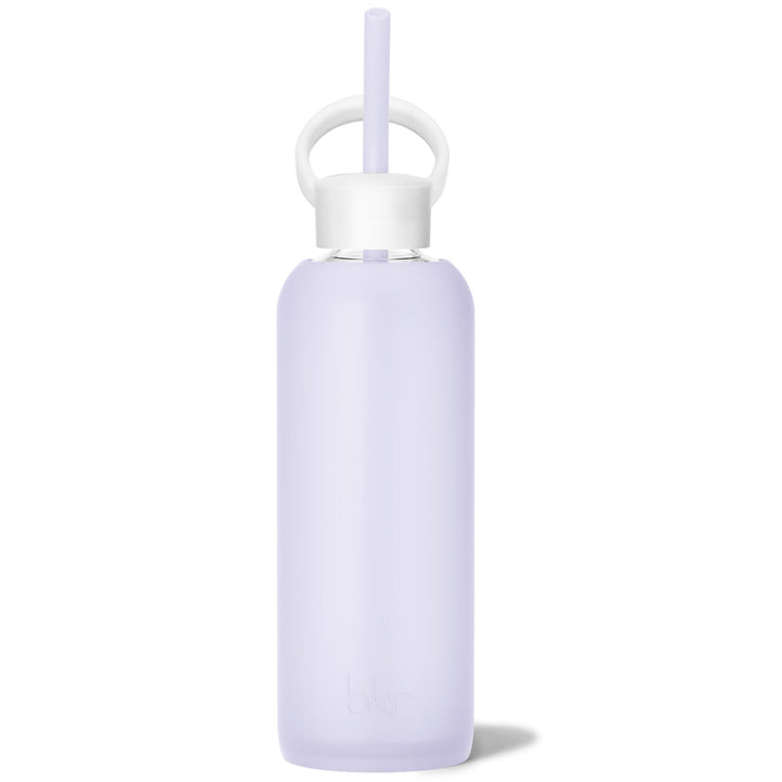 bkr Sip Kit: Silicone Straw + Cap + Glass Water Bottle: 32oz FOOF & COTTON CANDY - DEMI BOTTLE SIP KIT 650ML (22 OZ)