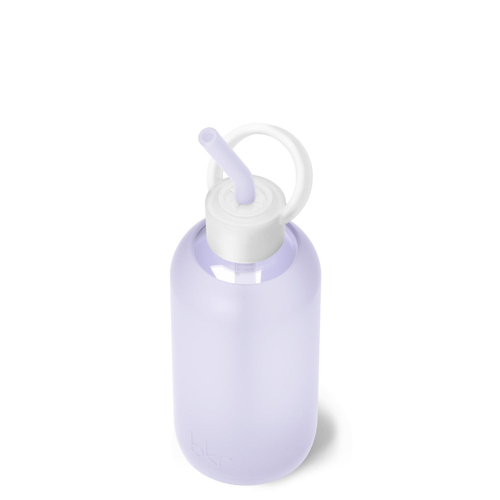 bkr Sip Kit: Silicone Straw + Cap + Glass Water Bottle: 32oz FOOF & COTTON CANDY - LITTLE BOTTLE SIP KIT 500ML (16 OZ)