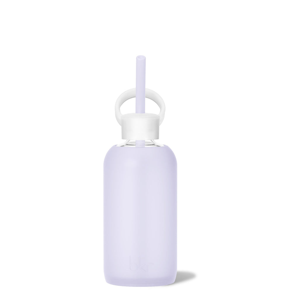 bkr Sip Kit: Silicone Straw + Cap + Glass Water Bottle: 32oz FOOF & COTTON CANDY - LITTLE BOTTLE SIP KIT 500ML (16 OZ)