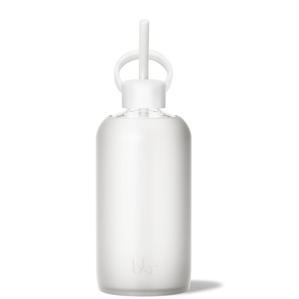 bkr Sip Kit: Silicone Straw + Cap + Glass Water Bottle: 32oz FROST - BIG BOTTLE SIP KIT 1L (32 OZ)