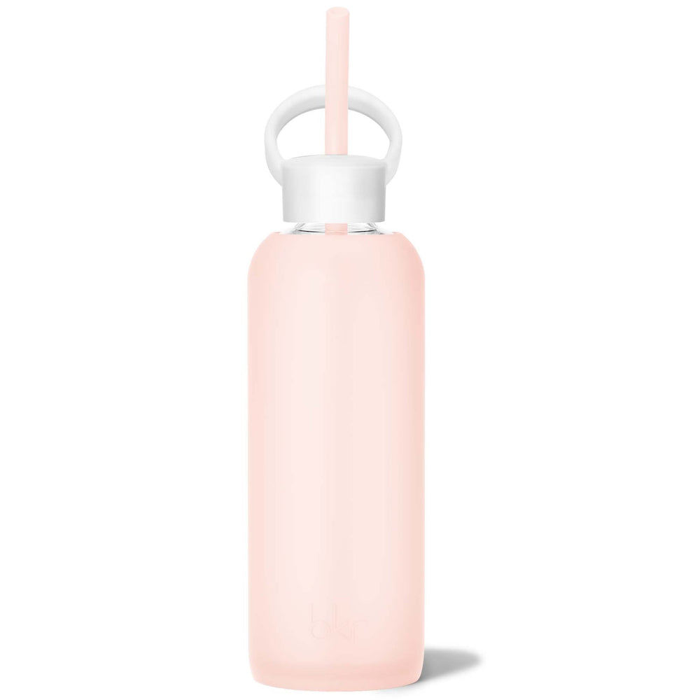 bkr Sip Kit: Silicone Straw + Cap + Glass Water Bottle: 32oz PARIS & COTTON CANDY - DEMI BOTTLE SIP KIT 650ML (22 OZ)