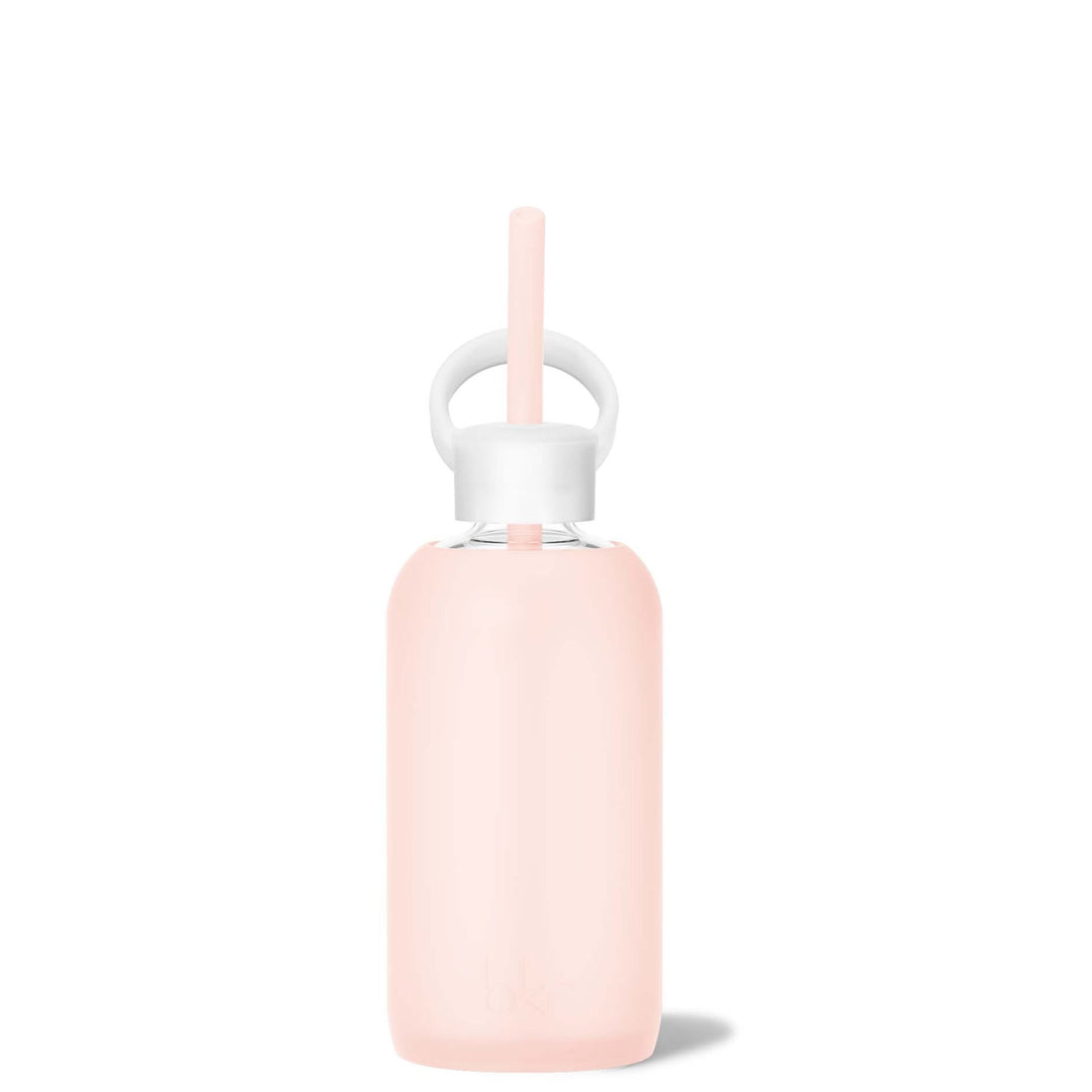 bkr Sip Kit: Silicone Straw + Cap + Glass Water Bottle: 32oz PARIS & COTTON CANDY - LITTLE BOTTLE SIP KIT 500ML (16 OZ)