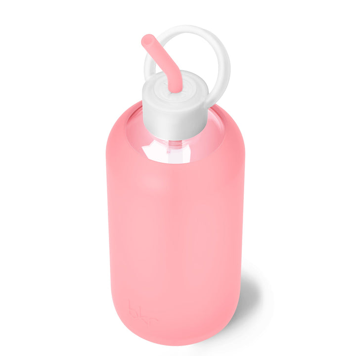 bkr Sip Kit: Silicone Straw + Cap + Glass Water Bottle: 32oz ROSE & THE CHAMPAGNE PINKS - BIG BOTTLE SIP KIT 1L (32 OZ)