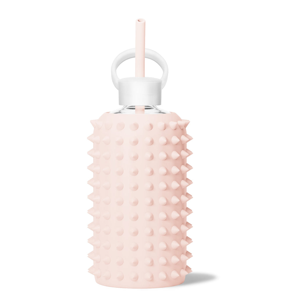 bkr Sip Kit: Silicone Straw + Cap + Glass Water Bottle: 32oz SPIKED TUTU  - BIG BOTTLE SIP KIT 1L (32 OZ)