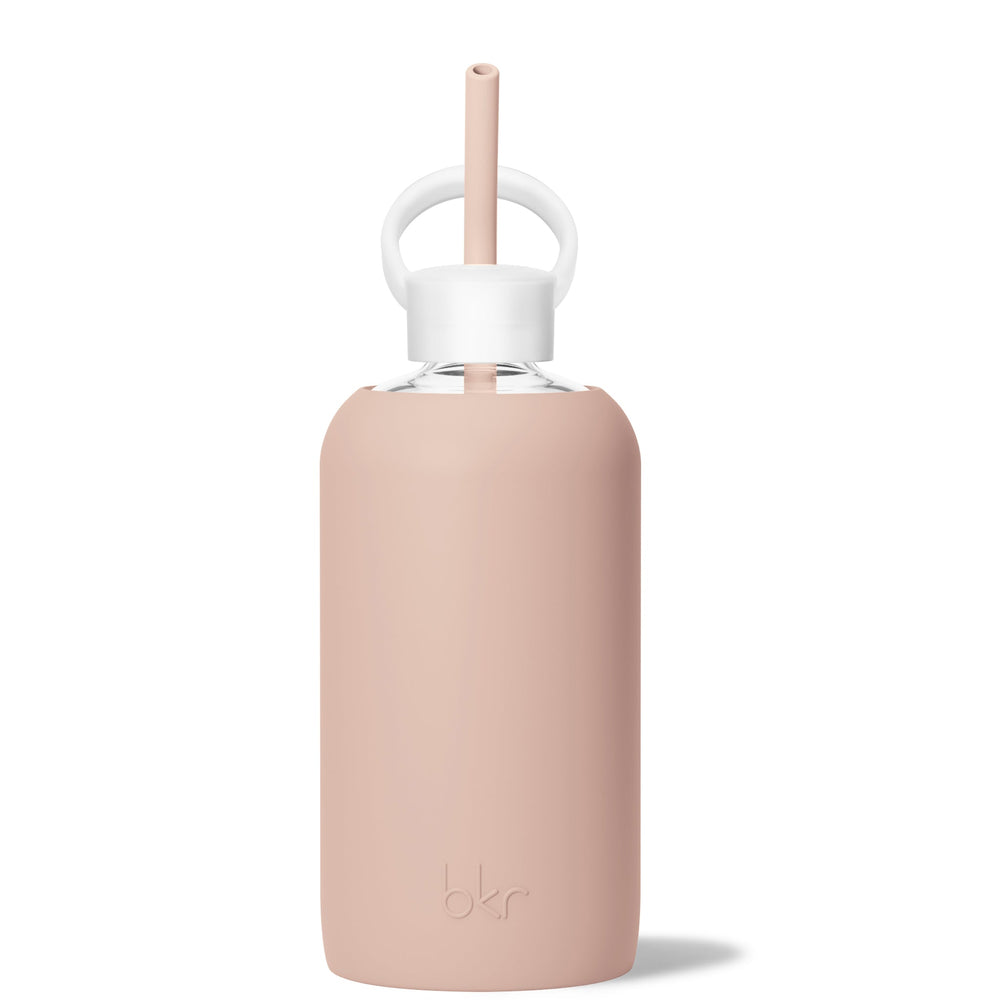 bkr Sip Kit: Silicone Straw + Cap + Glass Water Bottle: 32oz TEDDY - BIG BOTTLE SIP KIT 1L (32 OZ)