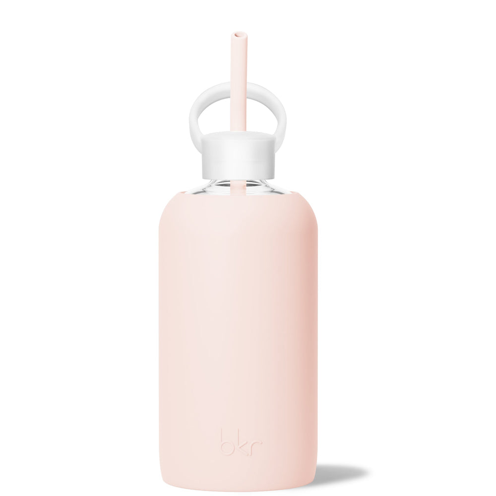 bkr Sip Kit: Silicone Straw + Cap + Glass Water Bottle: 32oz TUTU - BIG BOTTLE SIP KIT 1L (32 OZ)