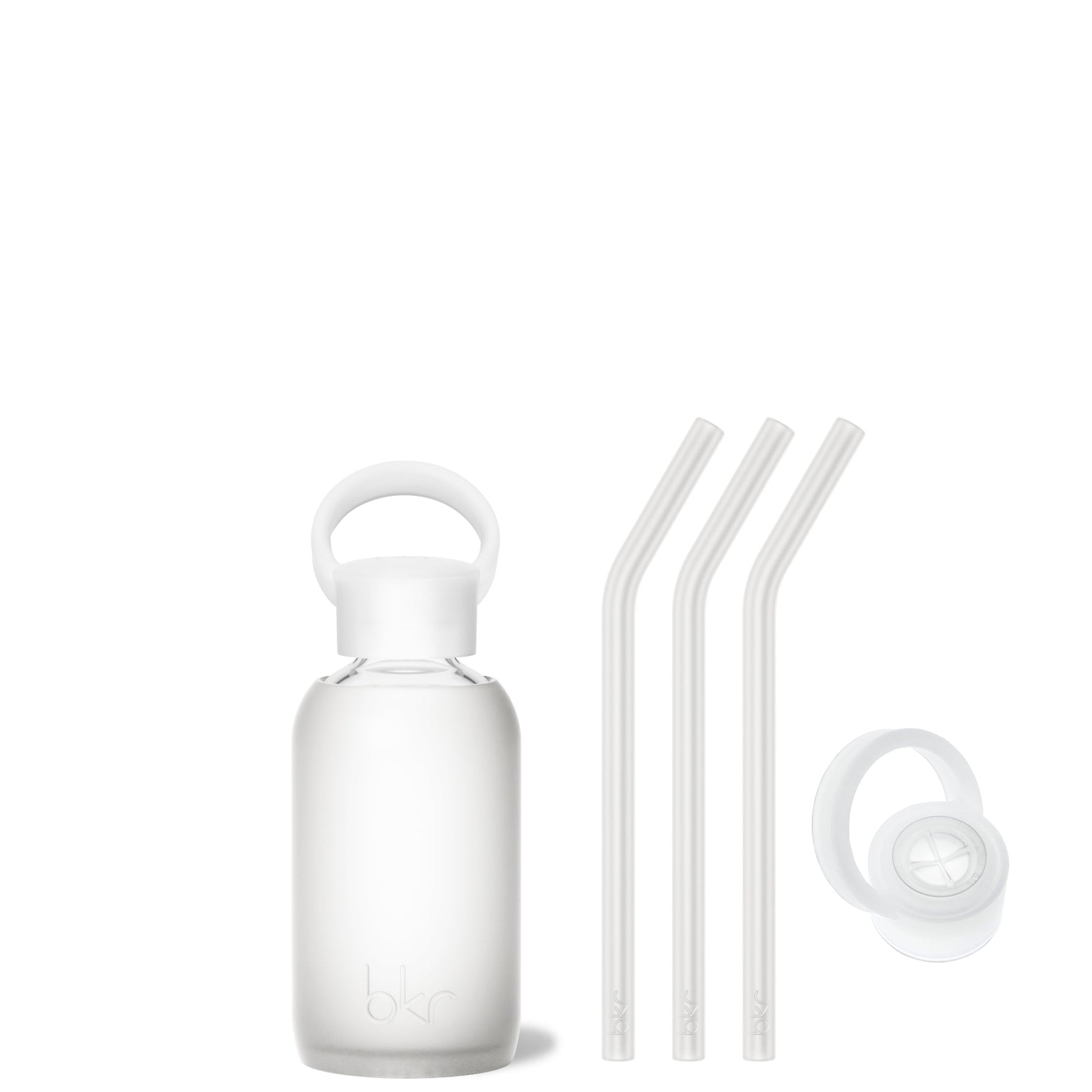 JAMES - TEENY BOTTLE SIP KIT 250ML (8 OZ) - Sip Kit: Silicone Straw + Cap +  Glass Water Bottle: 8oz