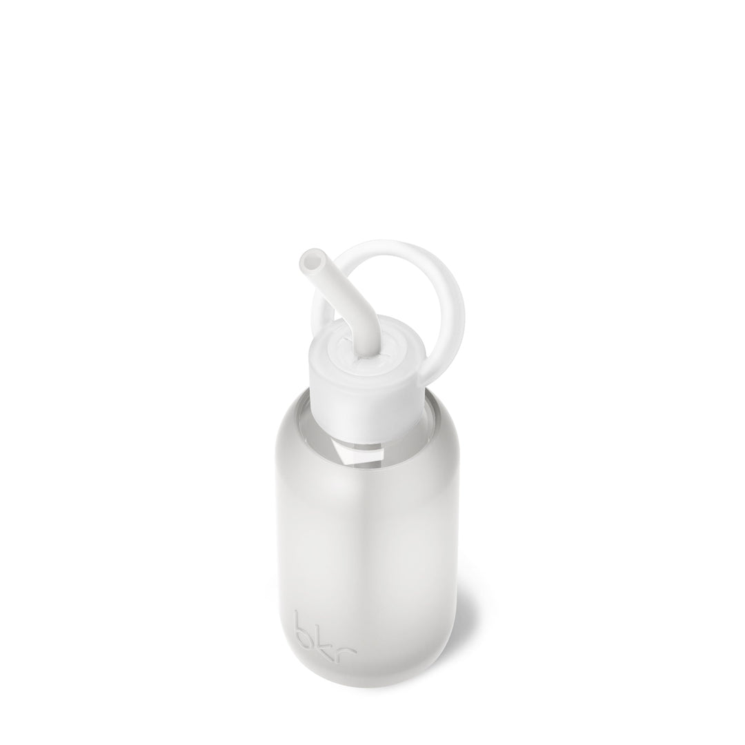 bkr Sip Kit: Silicone Straw + Cap + Glass Water Bottle: 8oz FROST - TEENY BOTTLE SIP KIT 250ML (8 OZ)