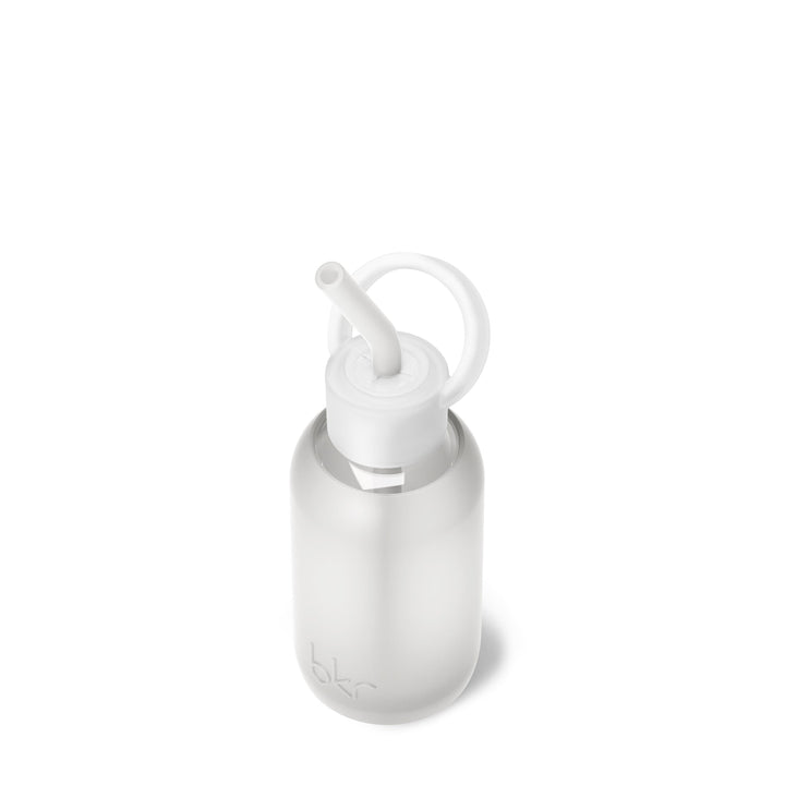 bkr Sip Kit: Silicone Straw + Cap + Glass Water Bottle: 8oz FROST - TEENY BOTTLE SIP KIT 250ML (8 OZ)