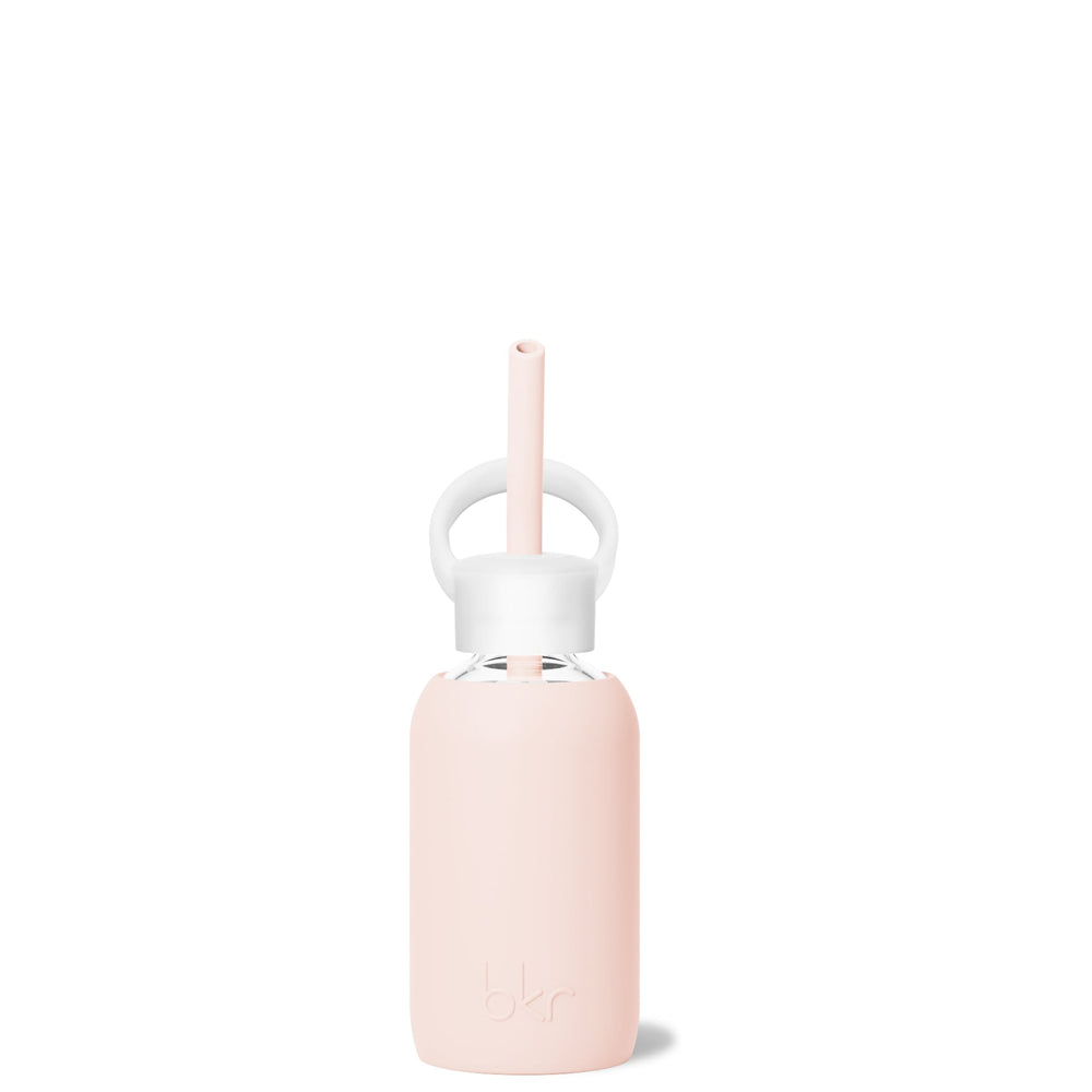 bkr Sip Kit: Silicone Straw + Cap + Glass Water Bottle: 8oz TUTU - TEENY BOTTLE SIP KIT 250ML (8 OZ)