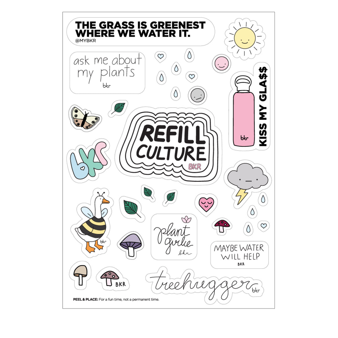 bkr Water Bottle Accessory MAYBE WATER WILL HELP STICKER SHEET