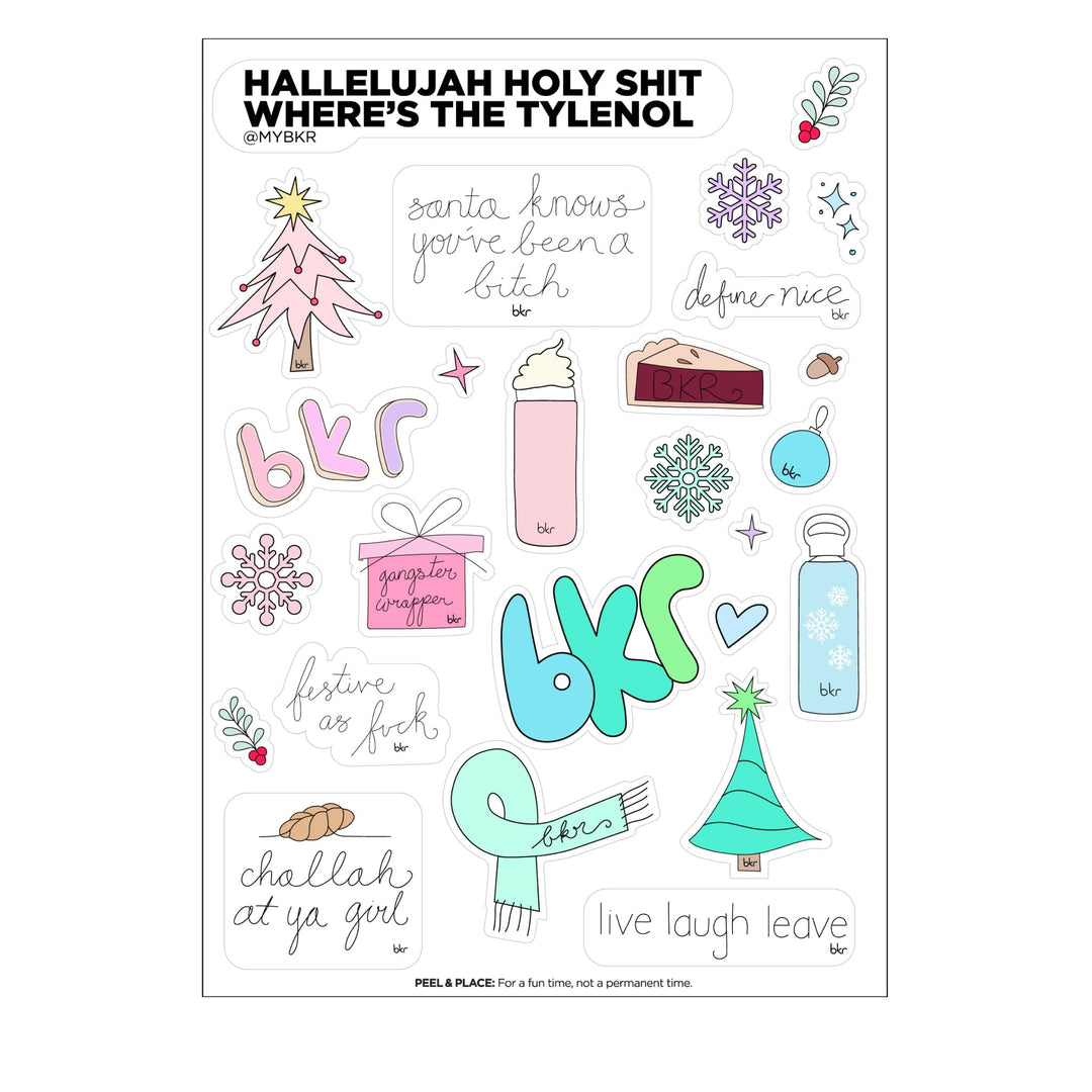 bkr Water Bottle Accessory SNOW DAY STICKER SHEET