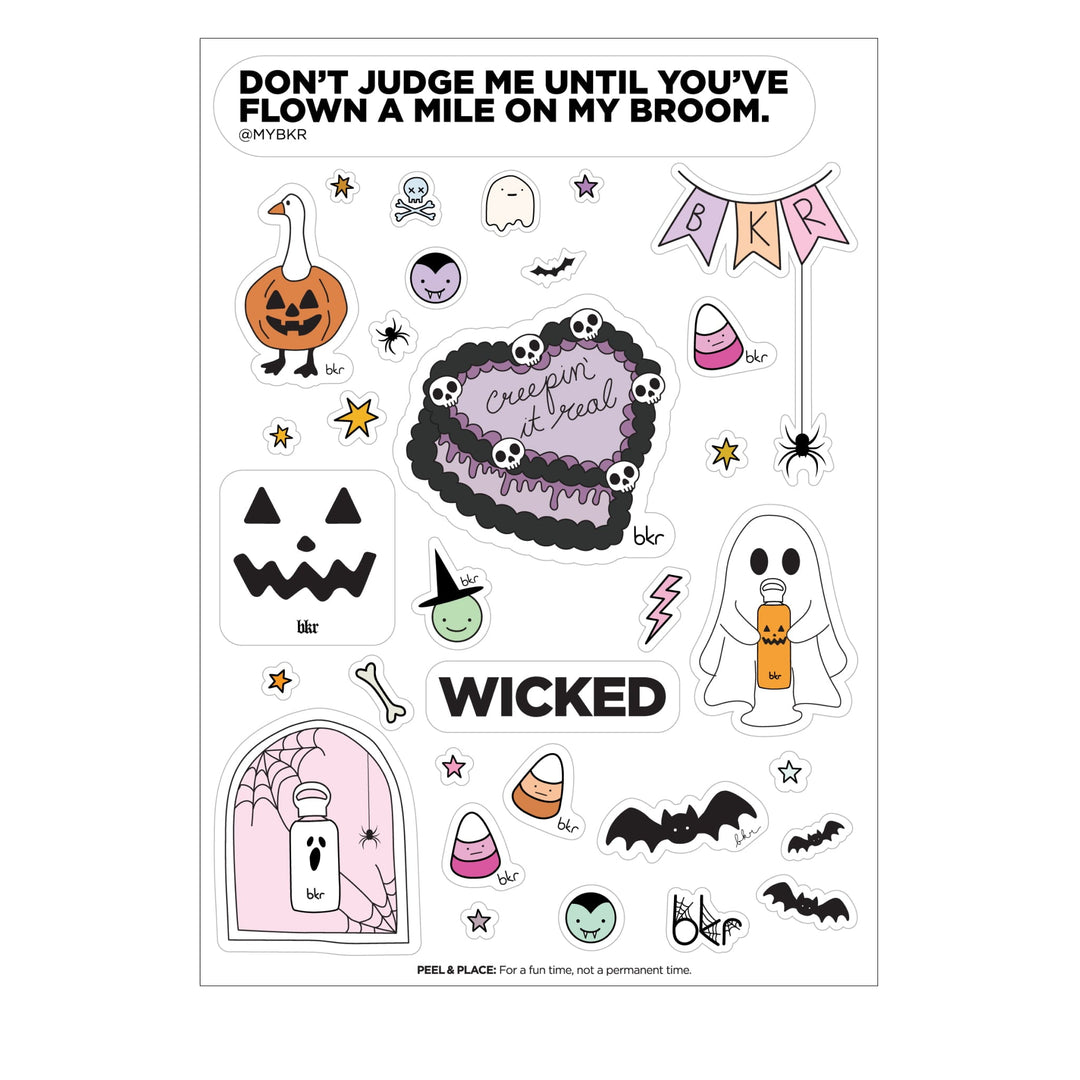 bkr Water Bottle Accessory WICKED CUTE STICKER SHEET
