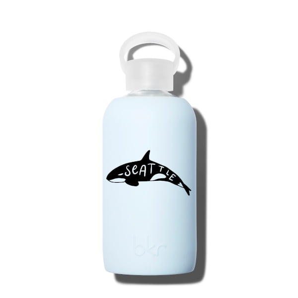bkr Glass Water Bottle: 16oz GRACE SEATTLE ORCA LITTLE BOTTLE 500ML (16OZ)