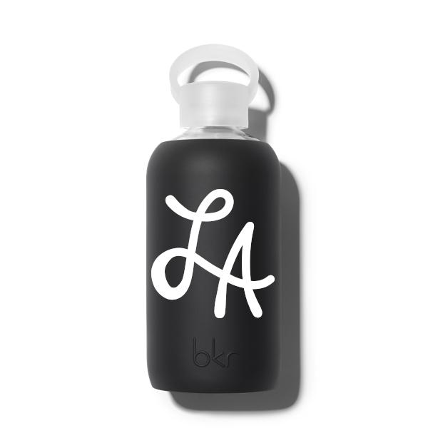 bkr Glass Water Bottle: 16oz JET LOS ANGELES INITIALS 500 ML