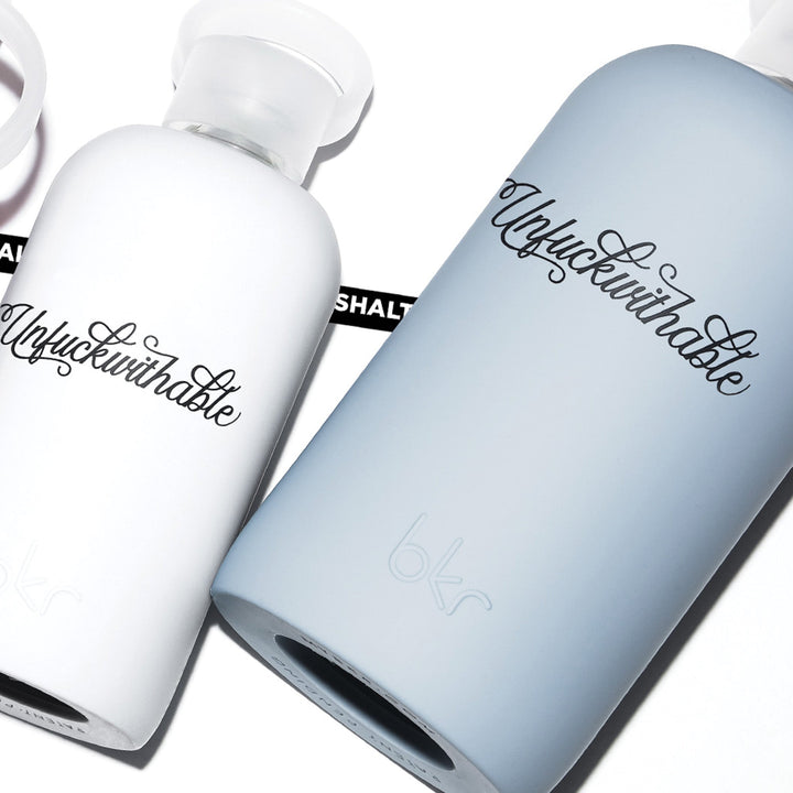 bkr Glass Water Bottle: 32oz SAWYER "UNF*CKWITHABLE" 1L (32 OZ)
