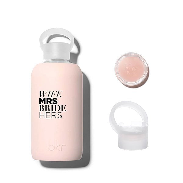 bkr Kiss Kit: Lip Balm + Glass Water Bottle: 16oz LITTLE TUTU BRIDE KISS KIT