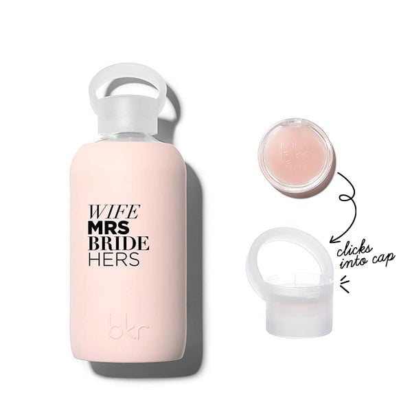 bkr Kiss Kit: Lip Balm + Glass Water Bottle: 16oz LITTLE TUTU BRIDE KISS KIT