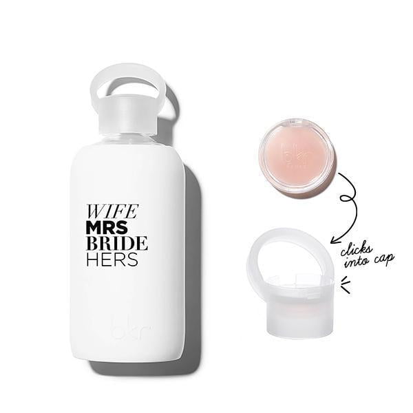 bkr Kiss Kit: Lip Balm + Glass Water Bottle: 16oz LITTLE WINTER BRIDE KISS KIT