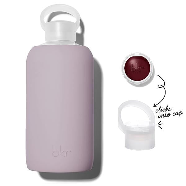 bkr Kiss Kit: Lip Balm + Glass Water Bottle: 32oz SLOANE KISS KIT 1L (32 OZ) WITH BITTEN BALM